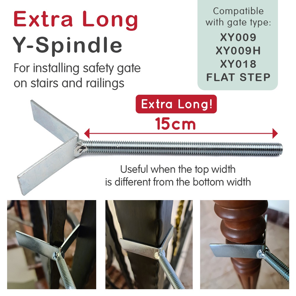 SKIDA Extra Long Y-Spindle - Instalasi Safety Gate di Tiang Bundar / Sudut