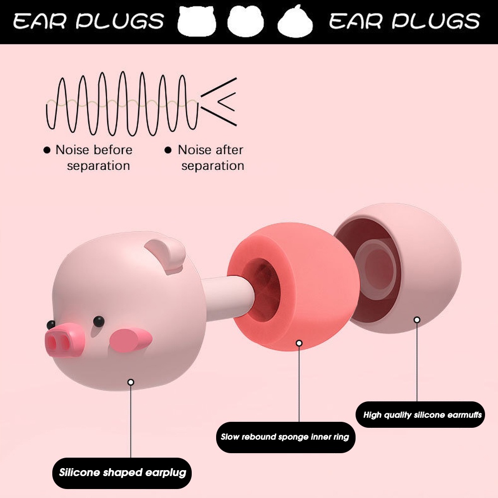 2pcs/box Penyumbat Telinga Tidur Bentuk Hewan Peliharaan Lucu Penyimpanan Kapsul Penyumbat Telinga Kedap Suara Lembut Rebound Lambat Anti Snore Penyumbat Telinga Kartun Anti-noise Earplug