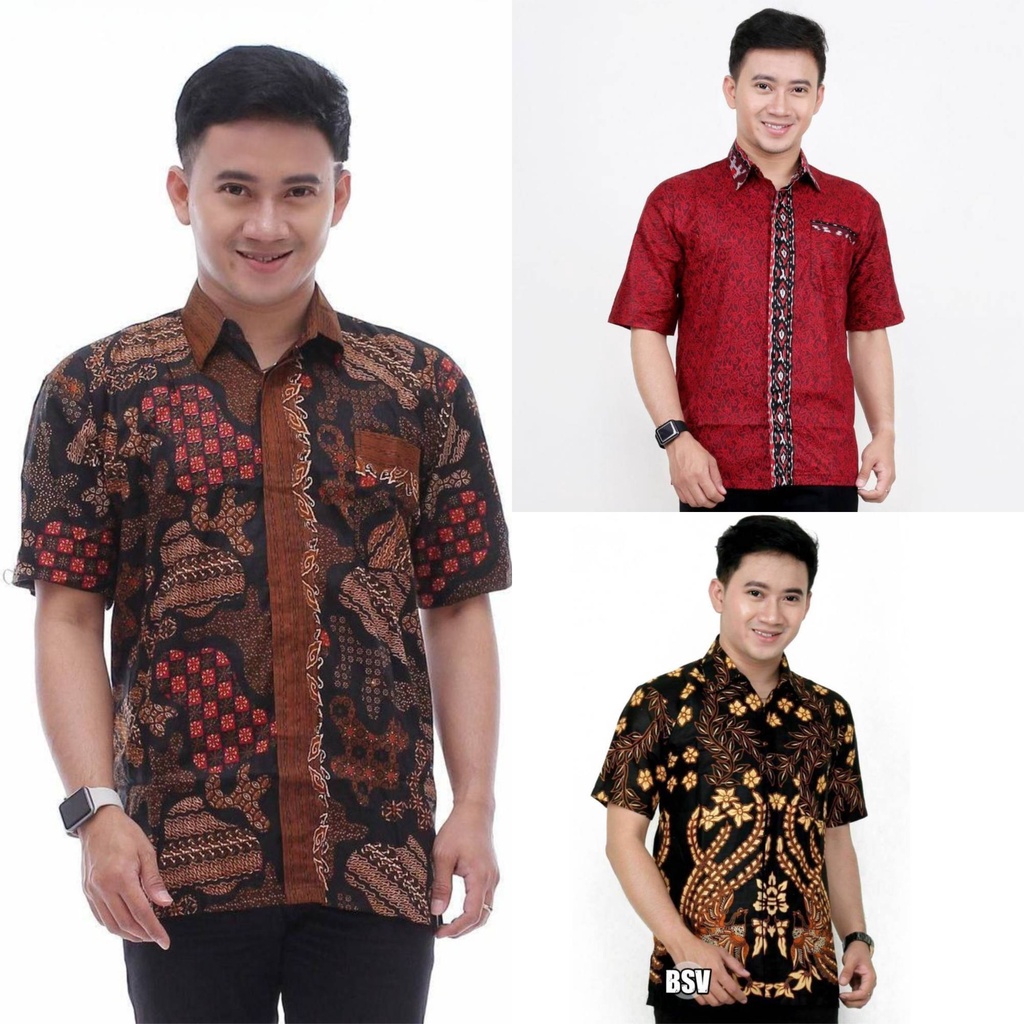 GROSIR BATIK HEM PRIA LENGAN PENDEK BERAGAM MOTIF &amp; WARNA