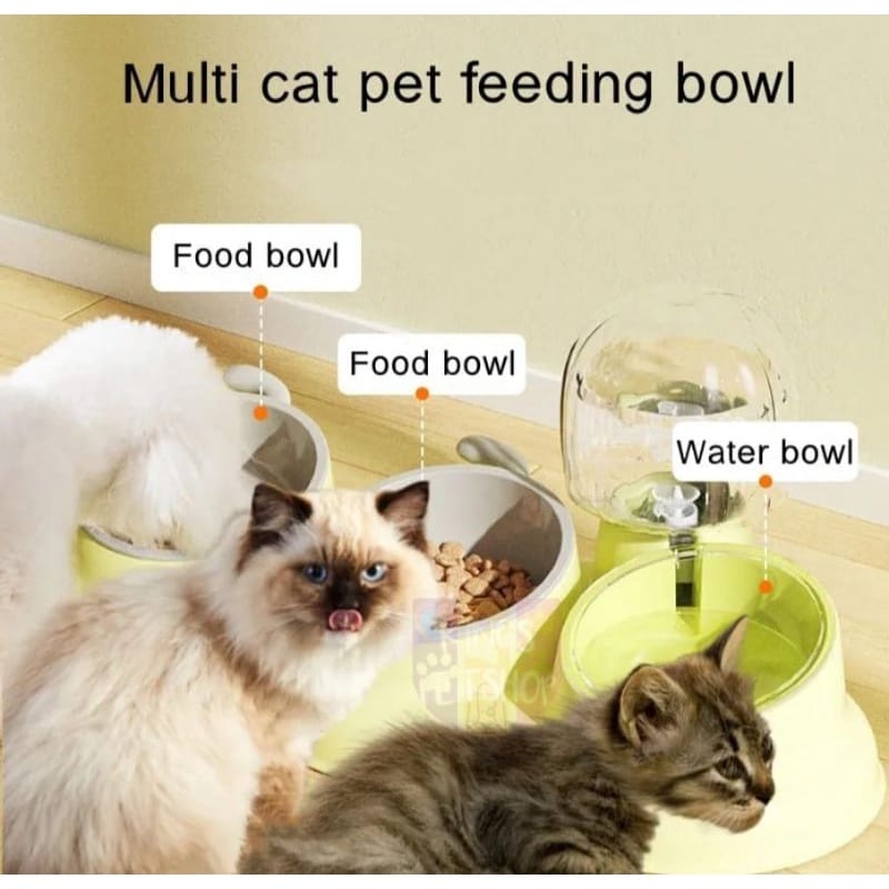 PET TWO BOWL+WATER DISPENSER (3-M49) / Tempat Makan Untuk Hewan / Multi Fungsi / Tempat Makanan / Te