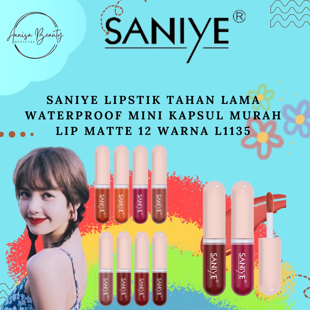 [100% ORIGINAL] SANIYE Matte Lipstik Tahan Lama Waterproof Mini Kapsul Murah Lip Matte 12 Warna L1135