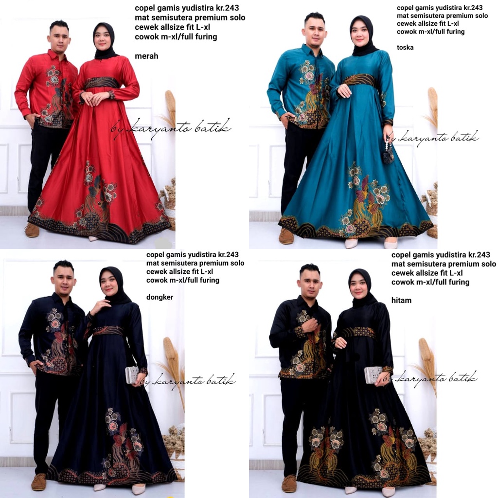 Zola_Batik Batik Couple Gamis Semi Sutra 243 - Sarimbit Gamis Semi Sutra 243