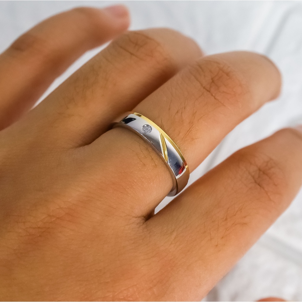 Cincin couple wedding tunangan Titanium Stainless Steel 316L anti karat harga grosir bisa bayar di tempat gratus kotak cincin love