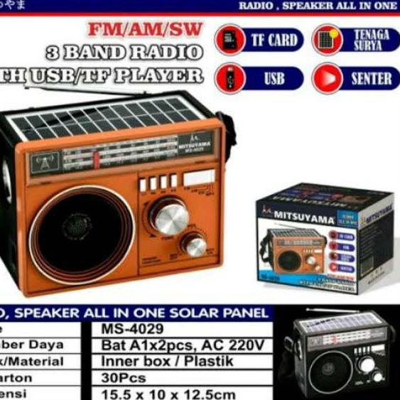 ✺ Speaker Radio Senter Tenaga Solar Cas batrai MS-4029 MITSUYAMA ℗