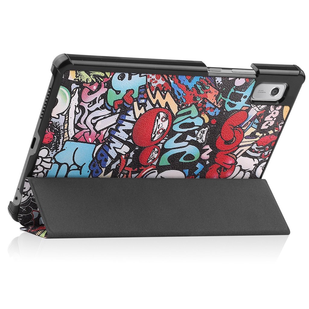 Untuk Lenovo Tab M9 (2022) 9.0 &quot;TB-310FU Tablet Perlindungan Case Fashion Pola Dicat Tiga-Lipat Custer Flip Stand Casing Kualitas Tinggi PU Leather Cover