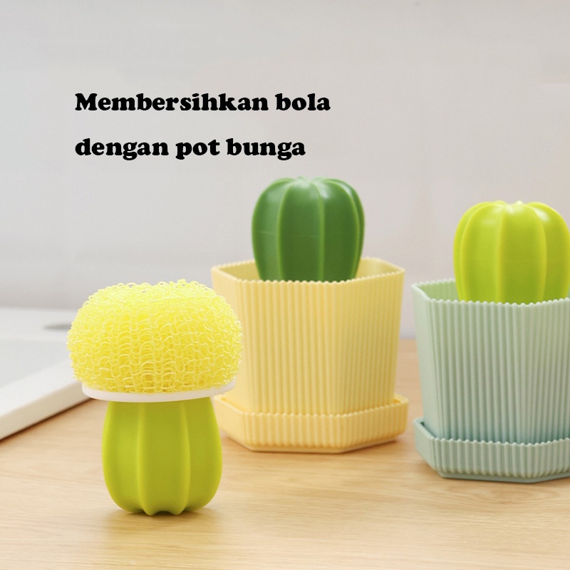 Cleaning Ball Cactus Sikat Panci/ Kuas Pembersih Multifungsi Dengan Bentuk Untuk Perlengkapan Dapur