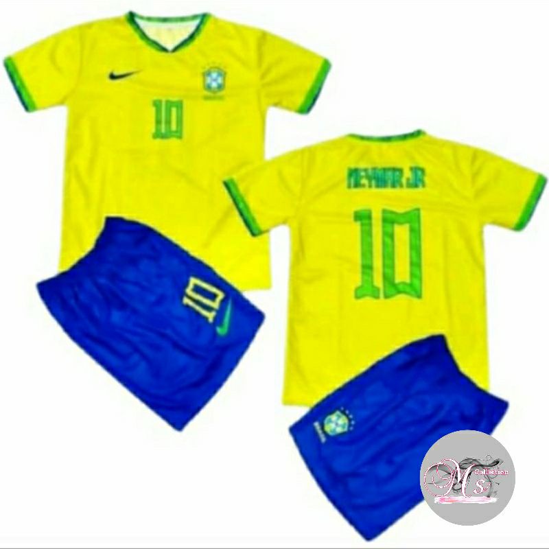 Setelan BAJU BOLA NEYMAR Brazil usia 2-12 tahun TERBARU laki-laki perempuan / BAJU ANAK MURAH / SETE