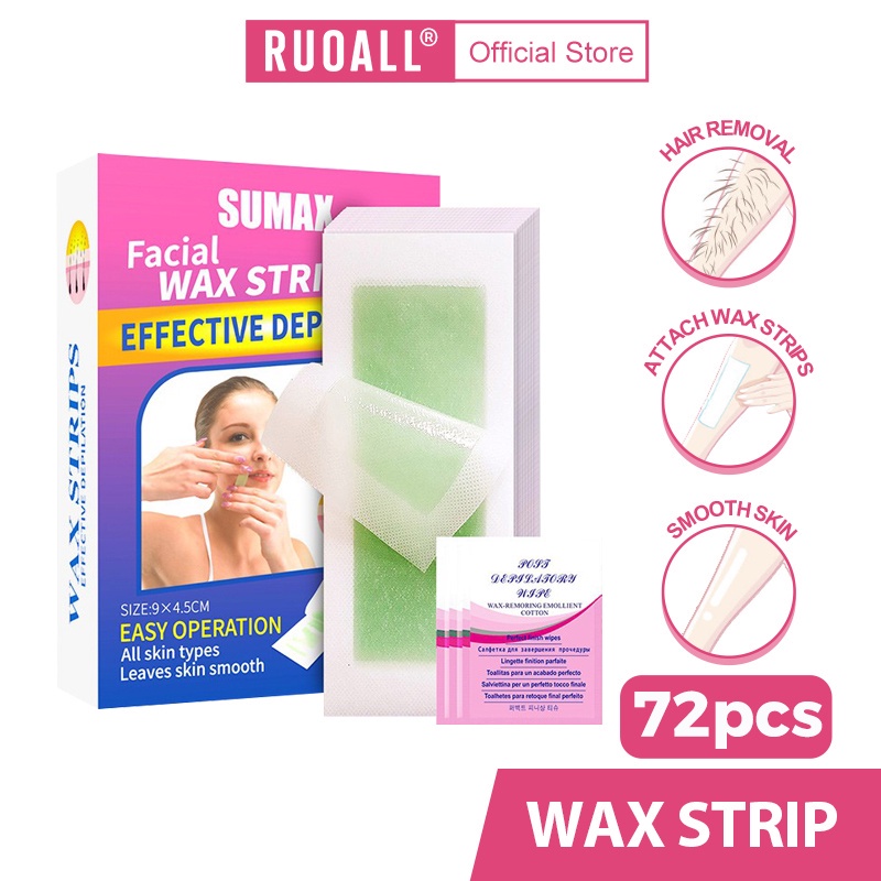 Sumax 72 Strips Small Wax Paper For Women Wax Strips Perontok Bulu Waxing Penghalus Kecantikan Mulus