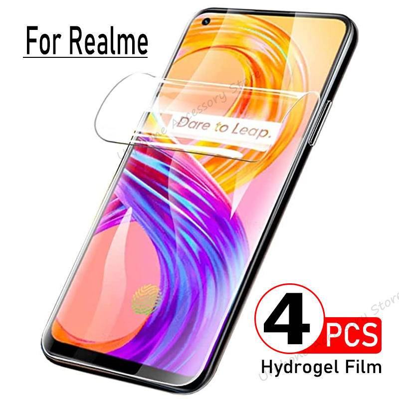 4pcs Film Hydrogel Untuk OPPO Realme 10 9 8 7 6 Pro Plus Pelindung Layar Untuk OPPO Realme 9i 8i 6i V21 V23 V25 Soft HD Gel Film