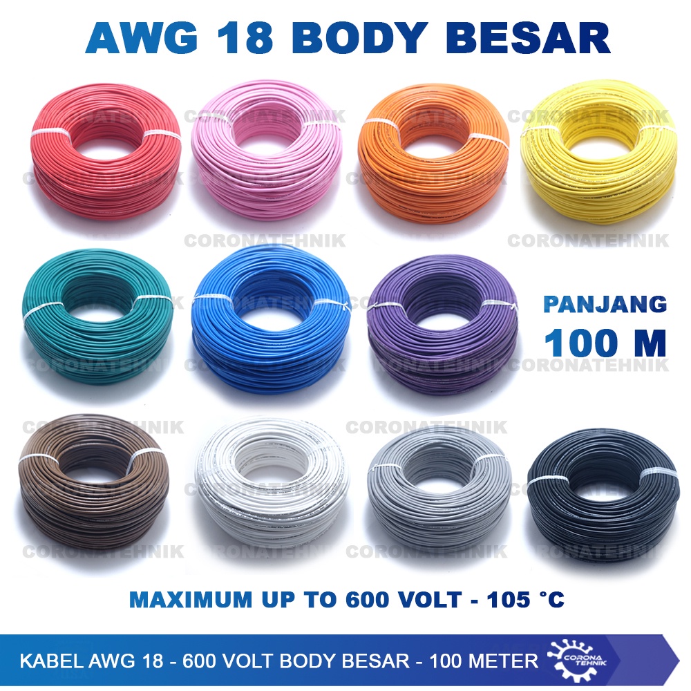 Kabel AWG 18 - 600 Volt Body Besar - 100 Meter