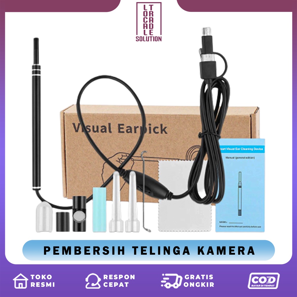 Korek Kuping Pembersih Telinga Dengan Kamera Ear Wax Camera Cleaner Endoscope HD Visual Earpick Camera 3 in 1 USB LED