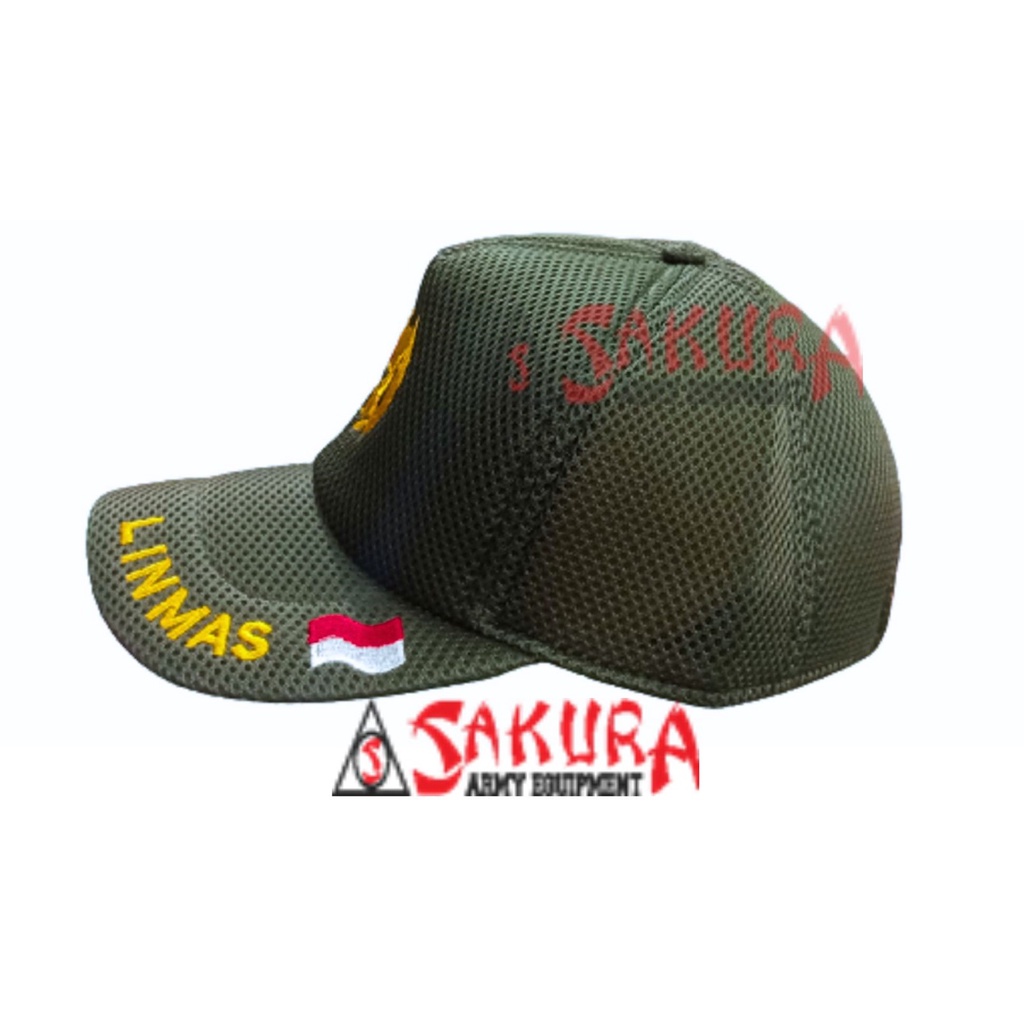 Topi Linmas Jaring Hijau Merah Putih
