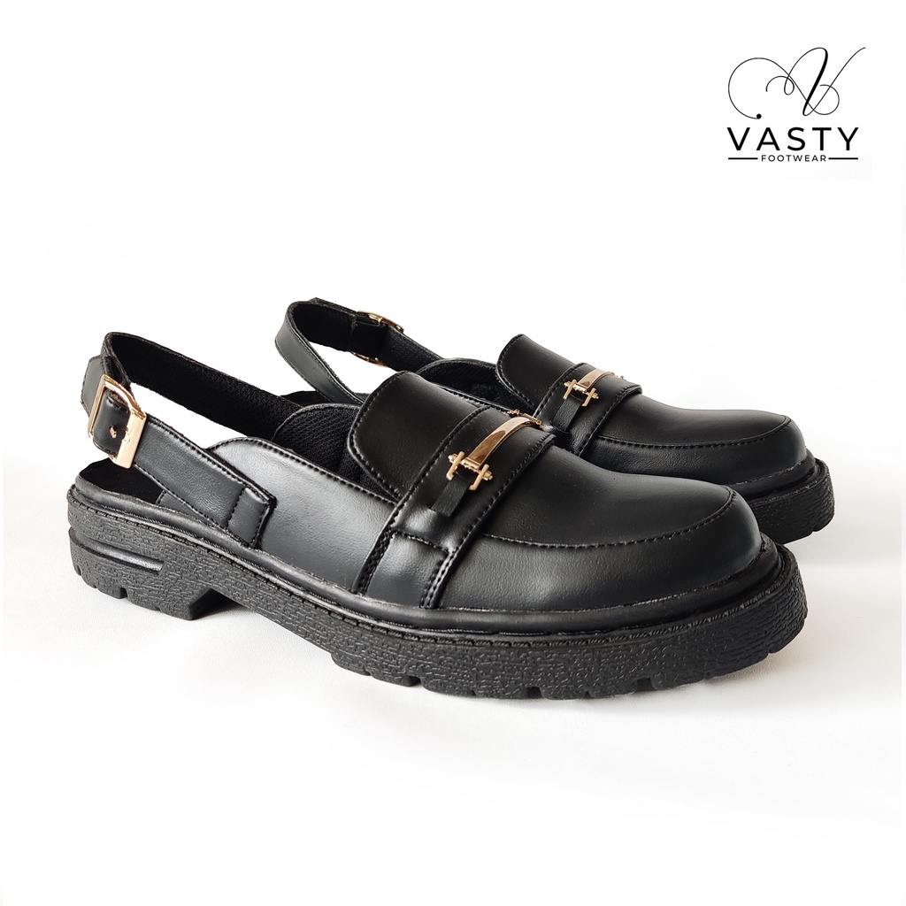 Sepatu Sandal Wanita Docmart Loafers Chain Glosy Black Terbaru Mary Janes ST. 51