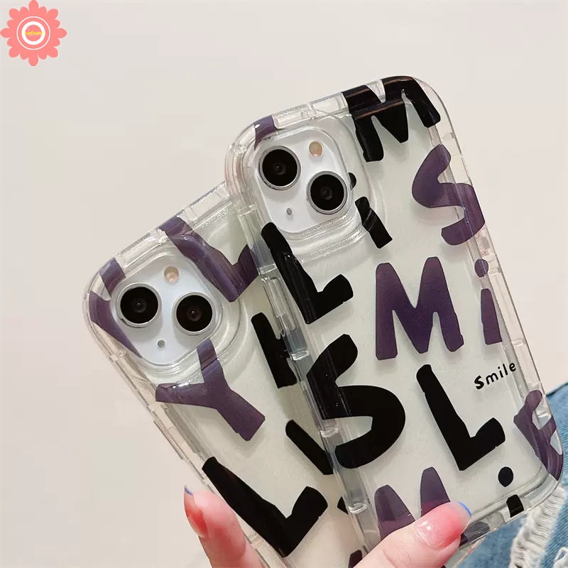 Case Huruf Alfabet Sederhana Untuk Realme C11 C15 C55 C30 7i C17 C30S C25 C25Y C25s C20 5 6i 5i 5s Realme C12 C21Y C33 C35 C20A C3 C1 C2 Smiley Soft TPU Airbag Shockproof Case