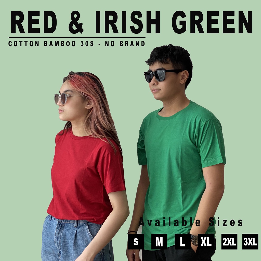 KAOS POLOS RED &amp; IRISH GREEN COTTON BAMBOO | S-XXL | KATUN BAMBU 30S