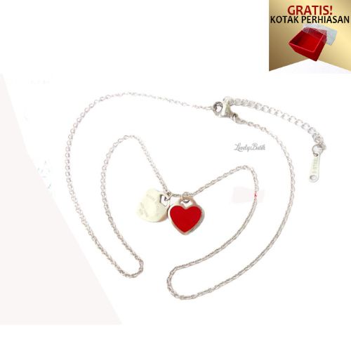 Kalung Titanium Anti Karat Kalung Wanita Liontin Valentin3 Love Panjang Import - Lovelybutik