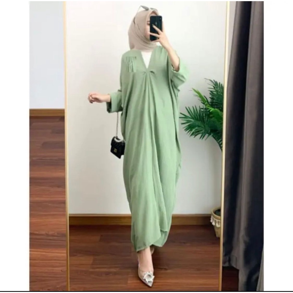 LUNA KAFTAN CRINKLE AIRFLOW ALMER KAFTAN DRESS GAMIS TERBARU 2023 GAMIS LEBARAN WANITA