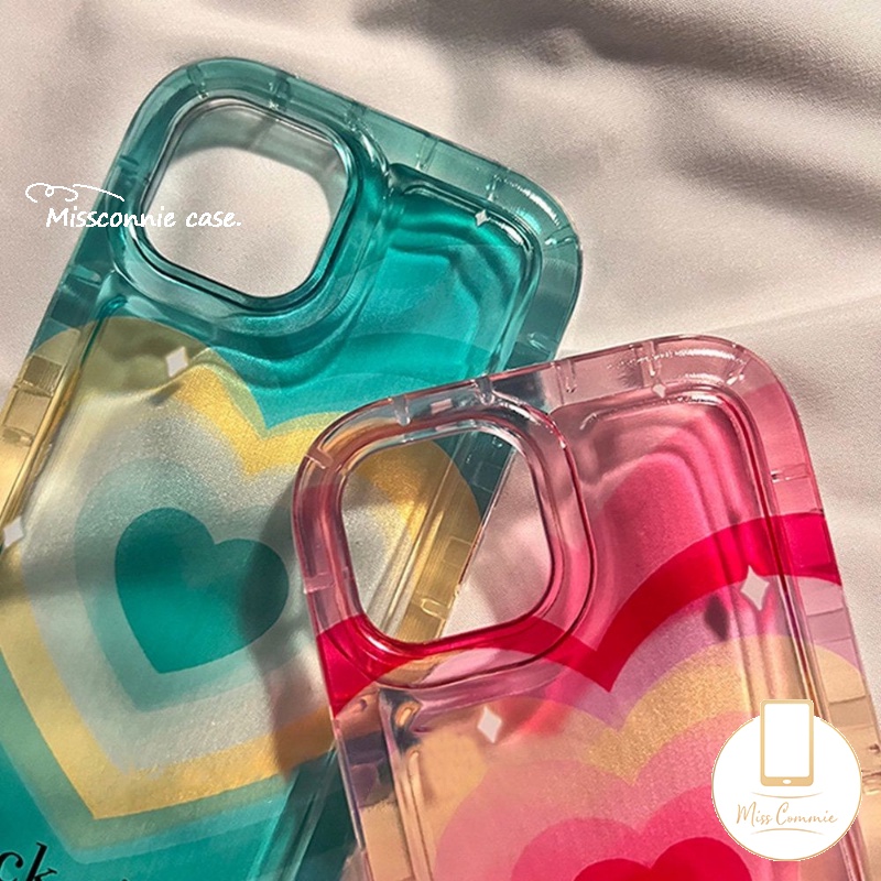 IPHONE Ins Gradien Sweet Love Heart Clear Case Kompatibel Untuk Iphone11 13 12 14 Pro Max7 6 Plus X XR 6s 8plus XS Max SE 2020 Nagita Color Airbag Shockproof Soft Tpu Back Cover