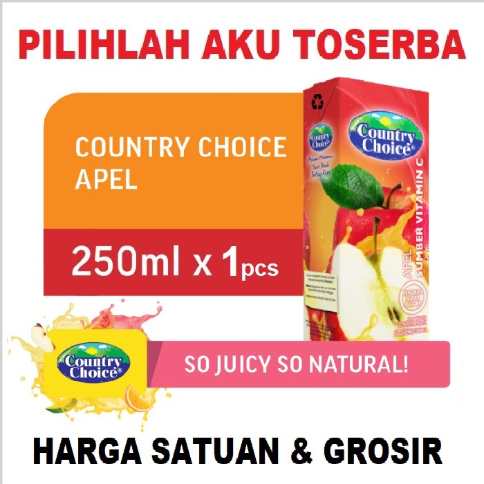 Country Choice APPLE Jus Apel 250 ml - ( HARGA SATUAN )