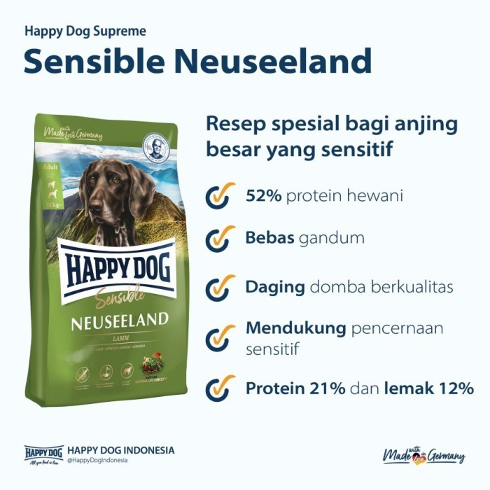 Happy Dog Supreme Sensible Neuseeland 11kg Freshpack Makanan Anjing