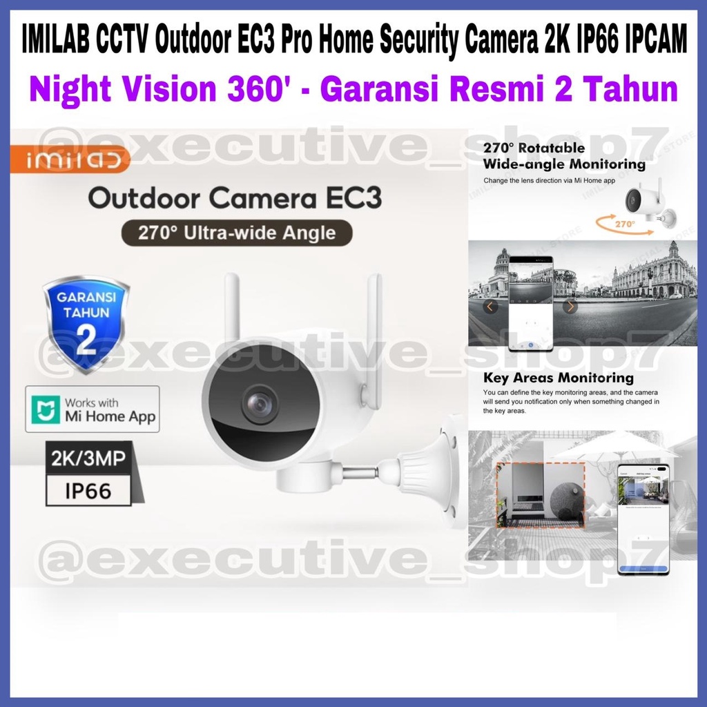 IMILAB CCTV EC3 Pro Home Security Camera 2K IP66 IPCAM - Night Vision 360° - Garansi Resmi 2 Tahun