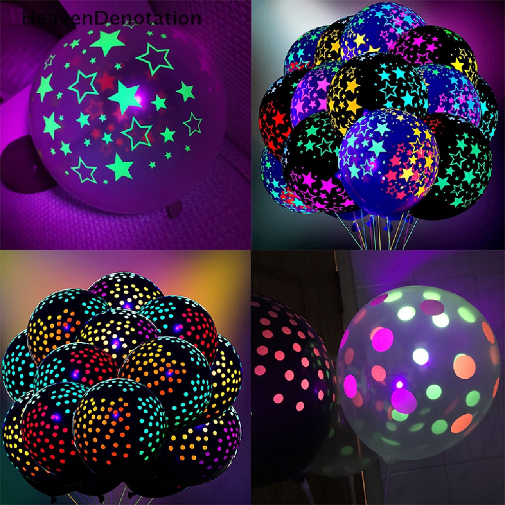 [HeavenDenotation] 10pcs Neon Glow Balon Neon Dot Bintang Warna-Warni Bercahaya Balon HDV