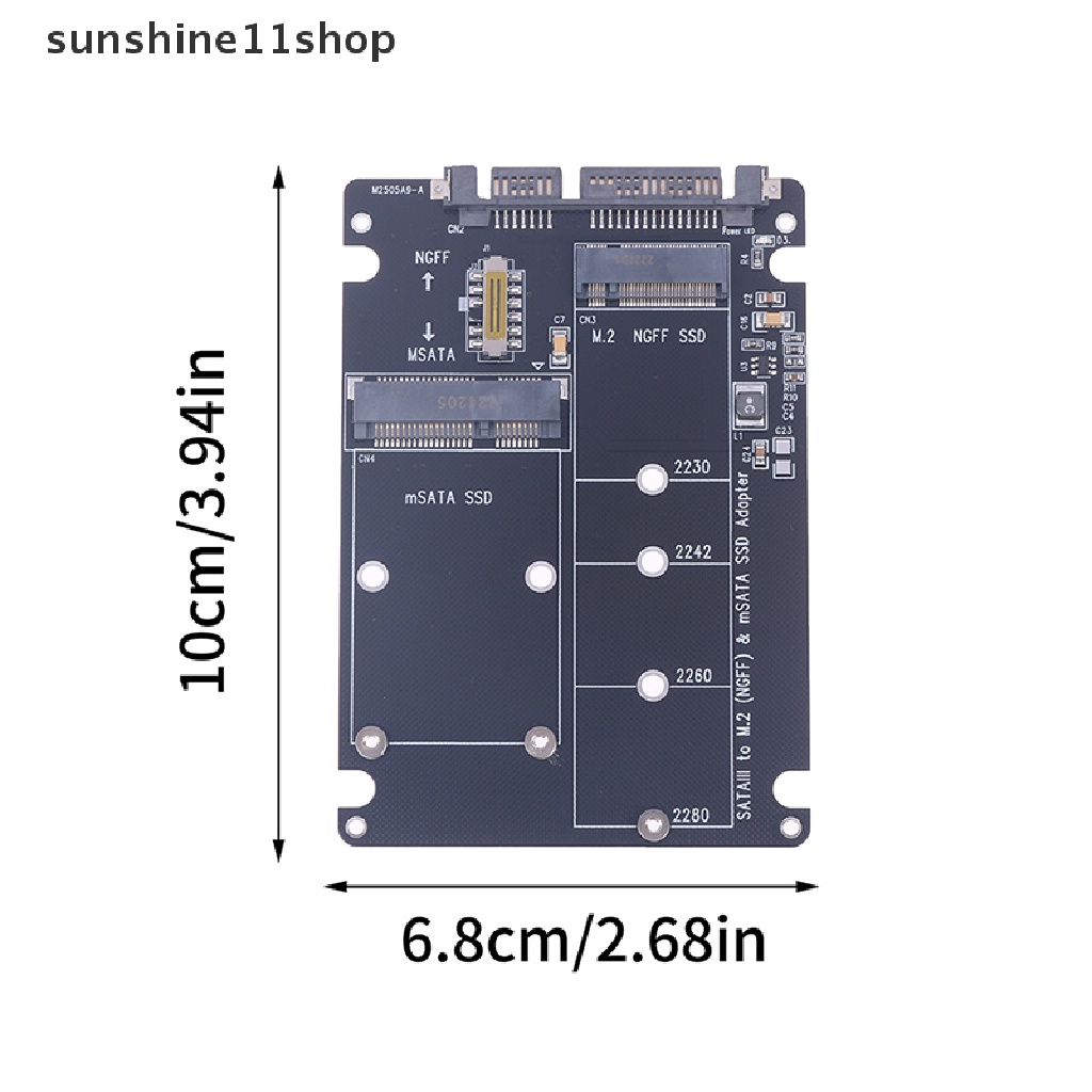 Sho SATA3 to M.2 NGFF MSATA Adapter SSD Riser Board Untuk Laptop Converter Card N