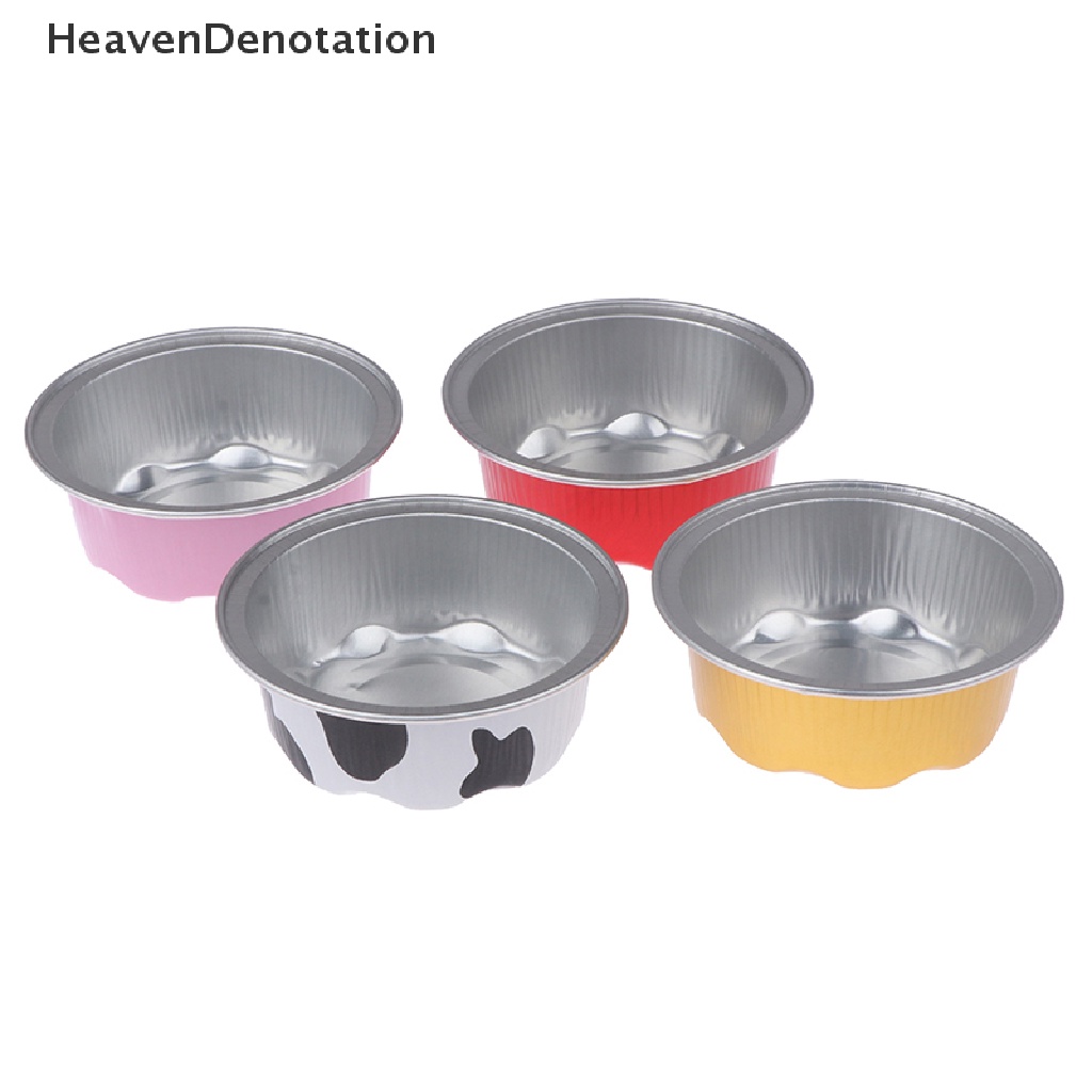 [HeavenDenotation] 10pcs 50ML Valene Aluminium Foil Loyang Kue Bentuk Bulat Cupcake Cup Dengan Tutup HDV