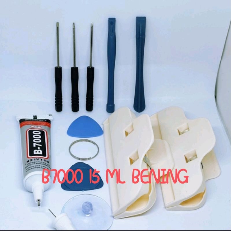 PAKET HEMAT LENGKAP OBENG SERVICE HP + LEM T7000 / B7000 15 ML + PENJEPIT LCD 2 PCS