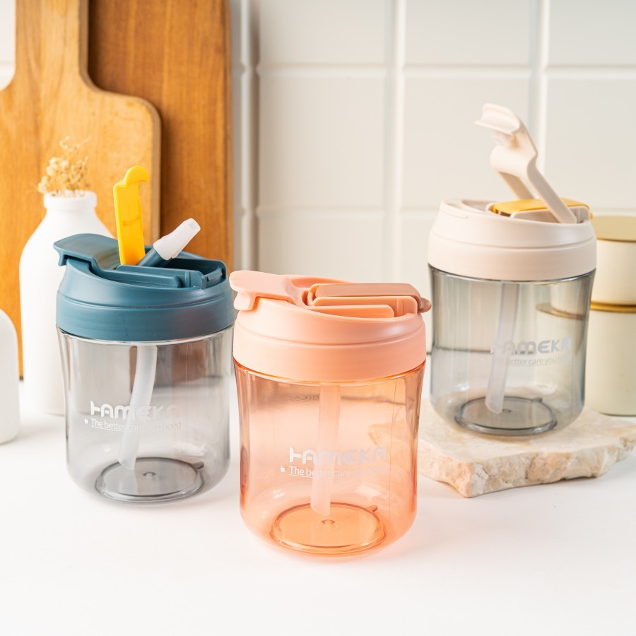 BOTOL MINUM 500ML DILENGKAPI SEDOTAN / TUMBLER / INFUSED WATER / HADIAH KADO ULTAH ANAK (J506)