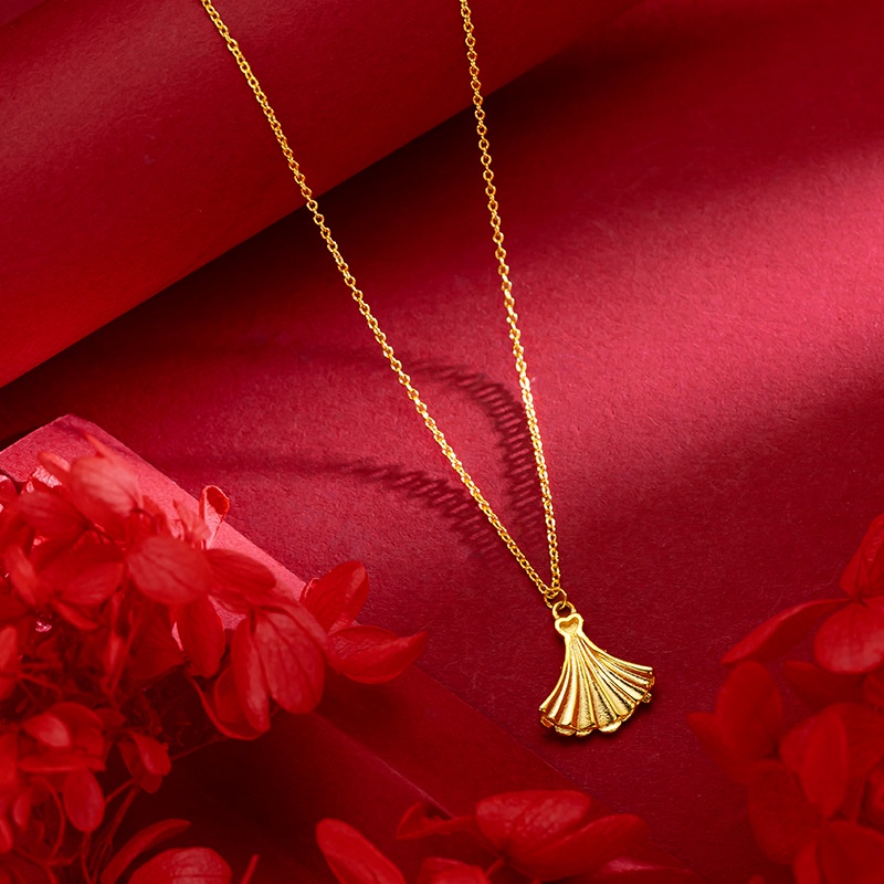 Goldkingdom Fashion Perhiasan 24 K Bangkok Aksesoris Ready Stock Rok Kecil Berlapis Emas Liontin Kalung Perempuan Ins Lucu Sederhana Klavikula Rantai