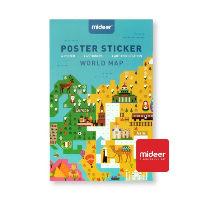 

Mideer Poster Sticker World Map - Mainan Montessori Anak