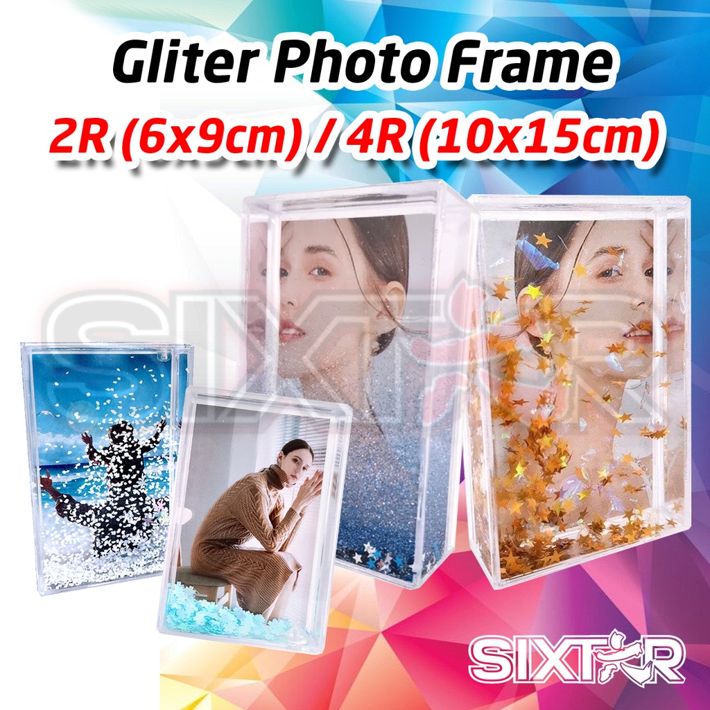 Pigura Bingkai Foto Glitter Photo Frame Holder Acrylic 4R