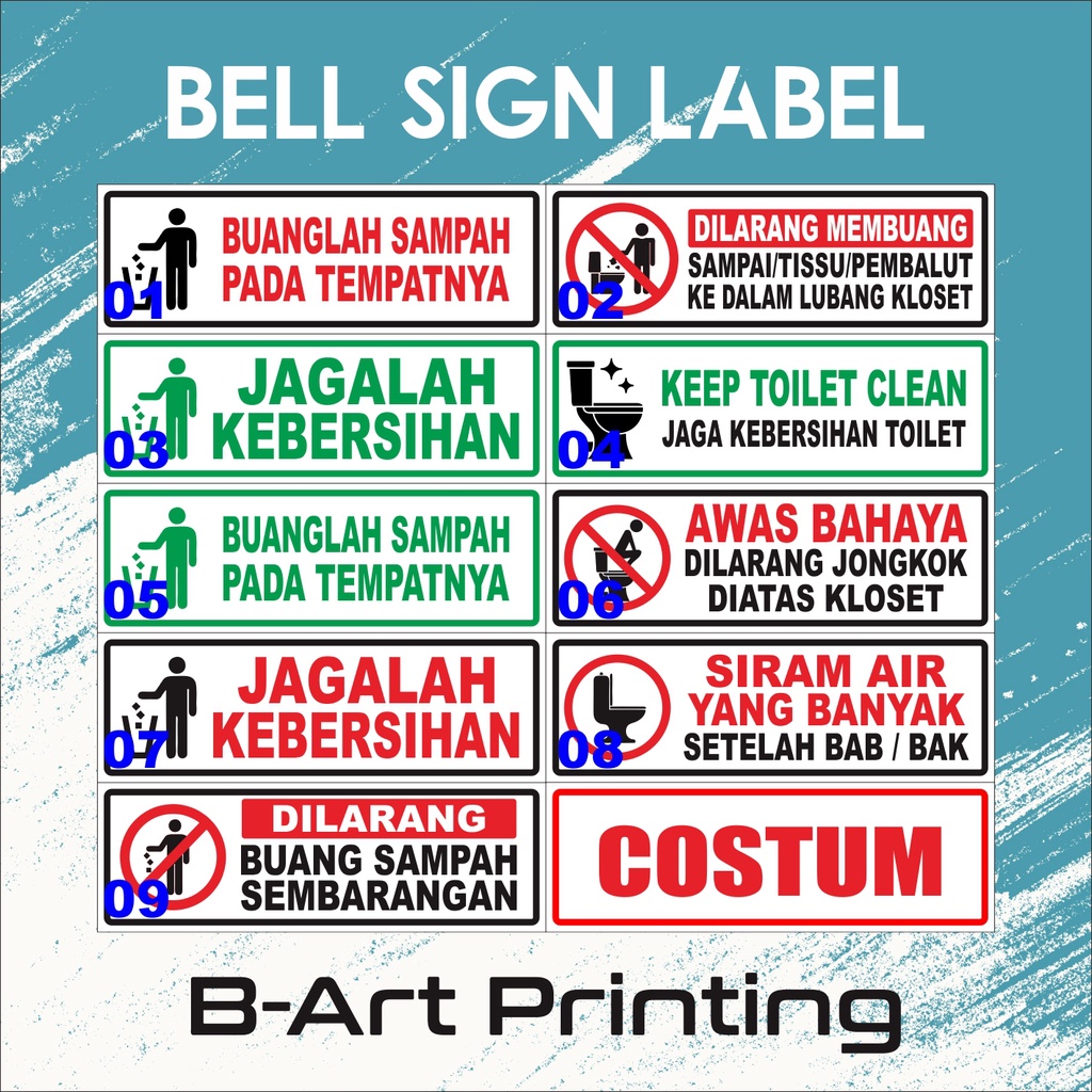 COD, AKRILIK, STIKER PETUNJUK, BUANGLAH SAMPAH PADA TEMPATNYA STIKER PERINGATAN, TOILET SIGN, KLOSET SIGN, SIRAM AIR, JAGALAH KEBERSIHAN TOILET DILARANG BUANG SAMPAH - JAGA KEBERSIHAN