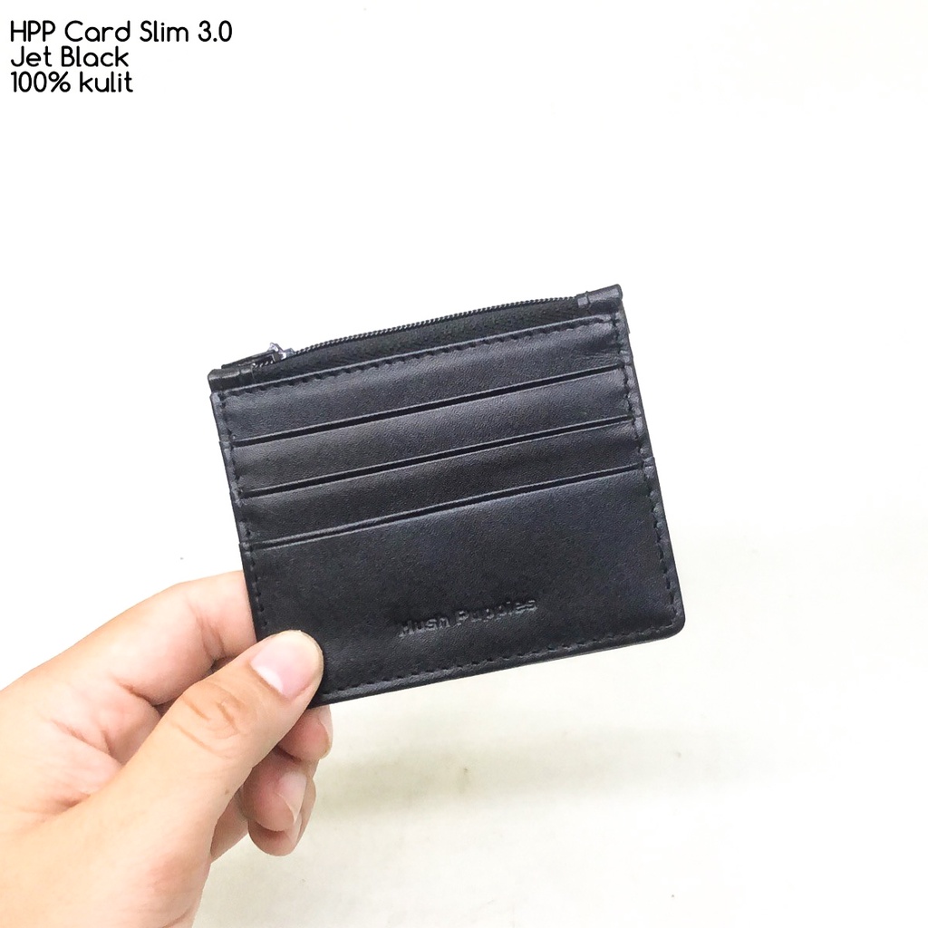 dompet kartu hushpuppies card slim 3.0 jet black premium quality dompet pria dompet kulit