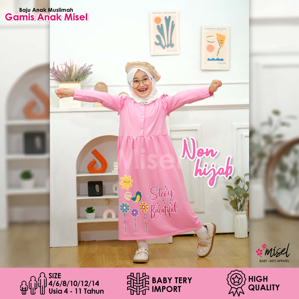 GAMIS ANAK PEREMPUAN MEREK MISEL 4-10 TAHUN BAHAN BABYTERRY IMPORT