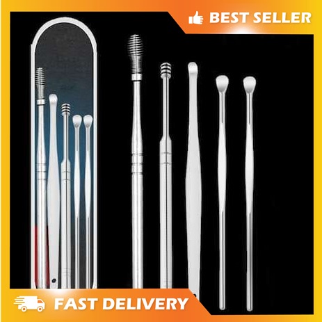 Set 6 Korek kuping Steiless Ear Wax Cleaning/Korek Kuping Set Steinless