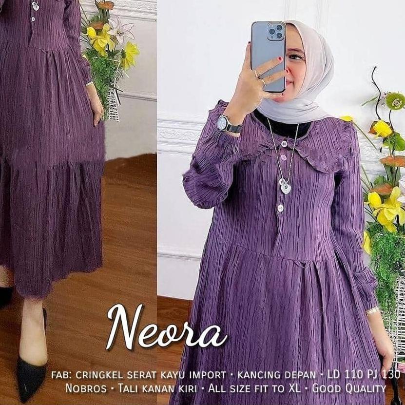✲ NEORA DRESS MIDI CRINKLE / GAMIS JUMBO / GAMIS BUSUI / GAMIS POLOS CRINGKLE SERAT KAYU LADY CRUSH 