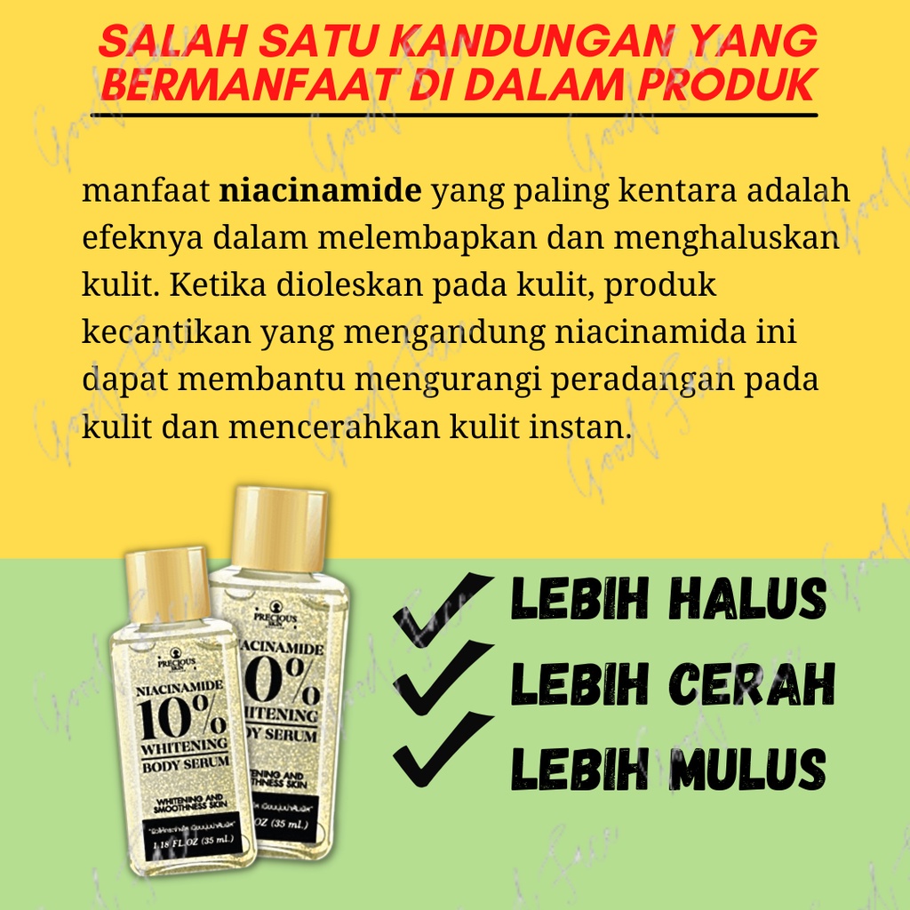 SERUM BADAN  PEMUTIH KULIT NIACINAMIDE WHITENING BODY SERUM PRECIOUS SKIN 35ML