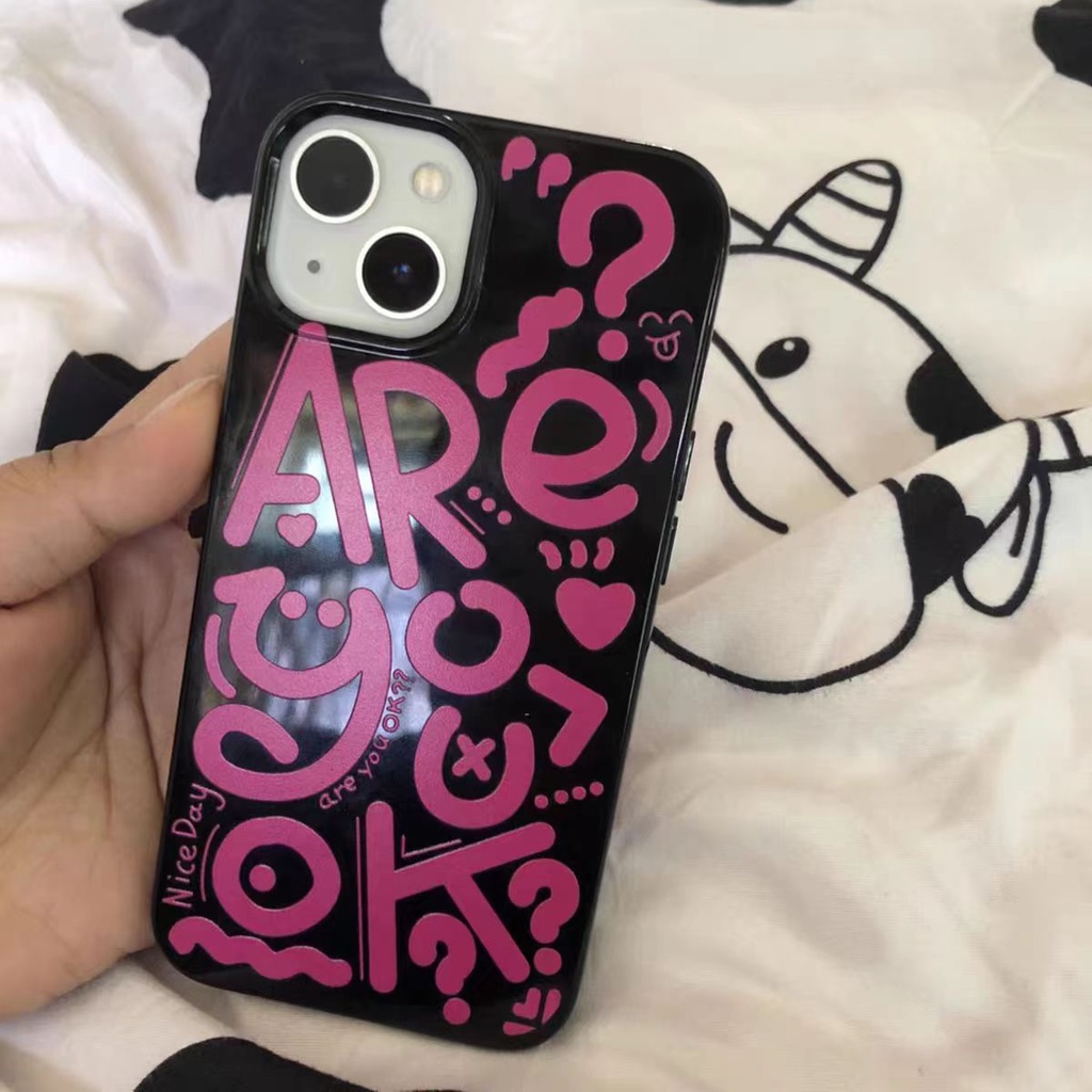 IPHONE Ins Pola Huruf Cocok Untuk Iphone14 14pro 14plus 13 13mini 13pro 13prm iPhone12 7Plus 8Plus Xr XS 13 12mini Pro Max Empat Sudut Casing Ponsel Tahan Guncangan