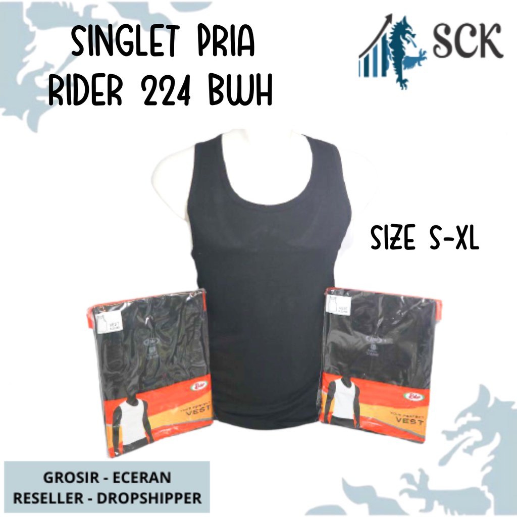 Kaos Dalam Pria RIDER 224 HITAM krah V / Kaos Blong RIDER T-Shirt Lifestyle R 224 Bwh Hitam - sckmenwear GROSIR