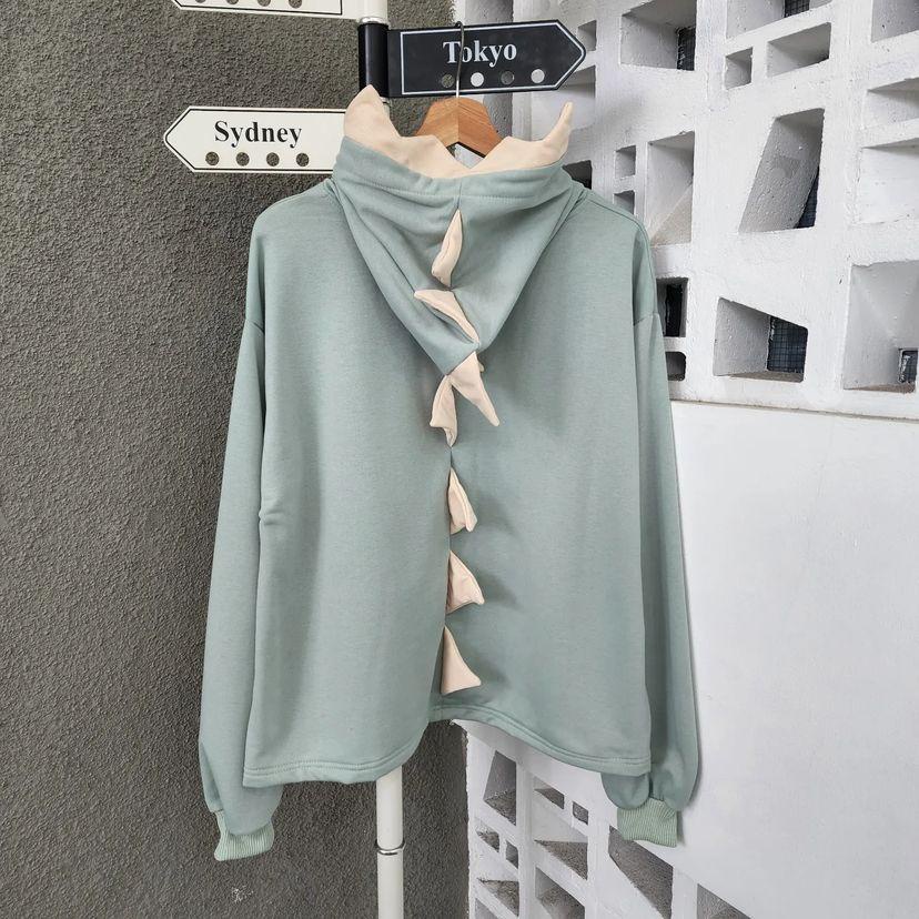 DINO THORN HODIE SWEATER OVERSIZE DINO WANITA HODIE BAHAN FLEECE