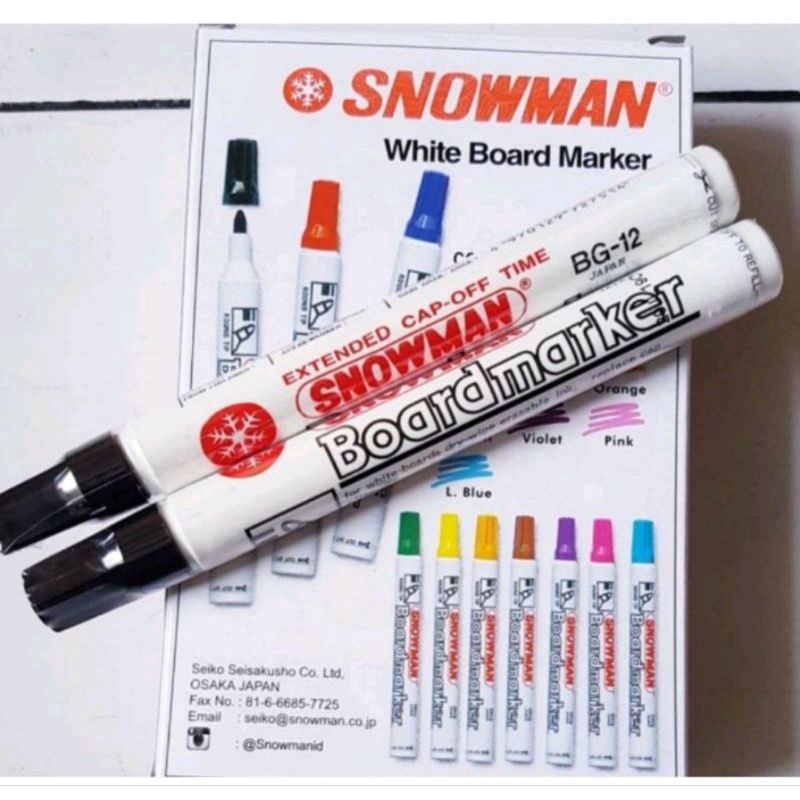 

spidol tidak permanen snowman BG-12 12pcs (1lusin)wrn hitam