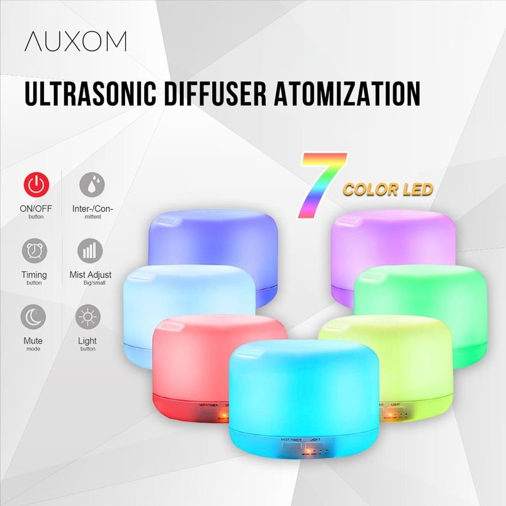 Humidifier Diffuser Aroma Terapi Essential oil Pelembab + Remote 7 Color Led, Diffuser Pengharum Rua