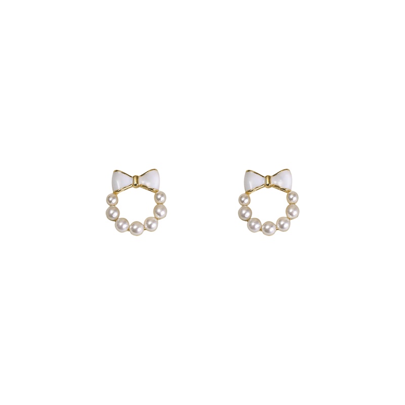 Mini Lucu Manis Ikatan Simpul Mutiara Stud Earrings Ear Studs Wanita Gadis Aksesori Fashion