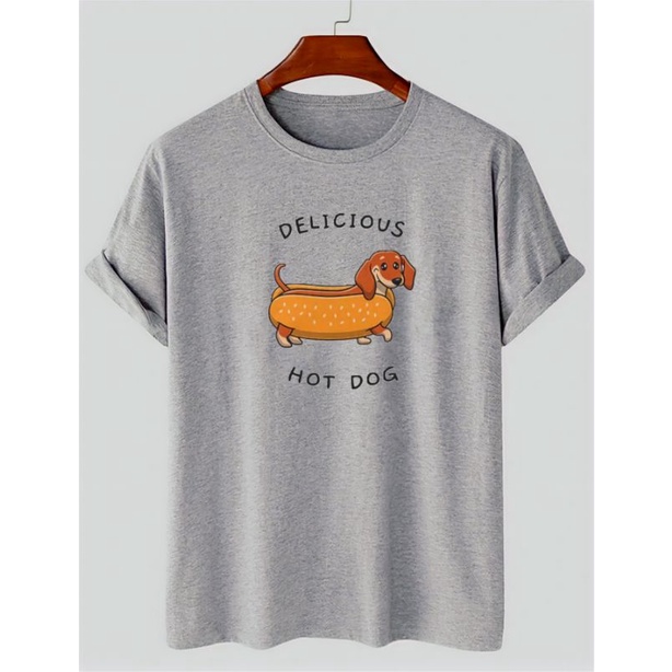 Kaos Pria Distro Baju Oblong Pria Lengan Pendek Hotdog Atasan Tshirt Lelaki Cod