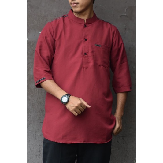 Baju Koko Kurta Katun Pria Dewasa Lengan 3/4