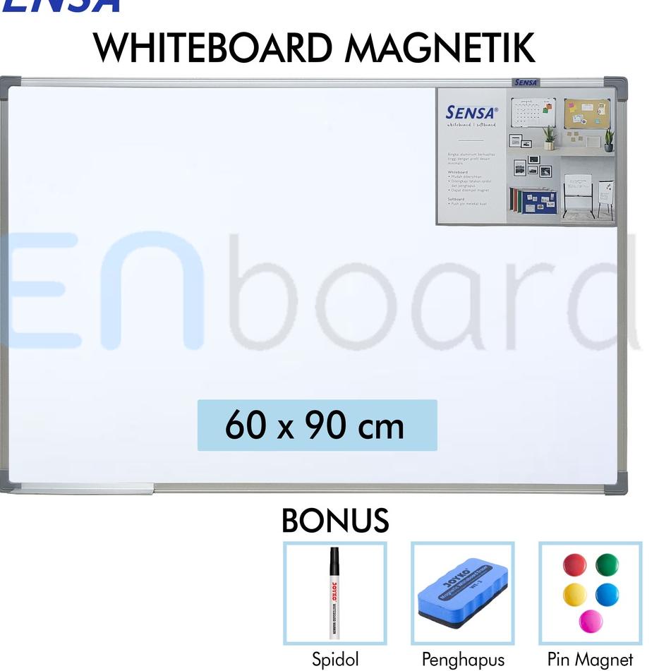 

Baru Datang Papan Tulis Whiteboard / White Board Gantung Magnet Single Face Sensa 60 x 90 cm