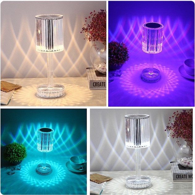 𝐄𝐁𝐒 ✅ Lampu Meja Crystal Diamond Rose Light Table Lamp 16 Warna RGB Touch Sensor &amp; Remote Control Lampu Hias Meja Kamar Tidur Import