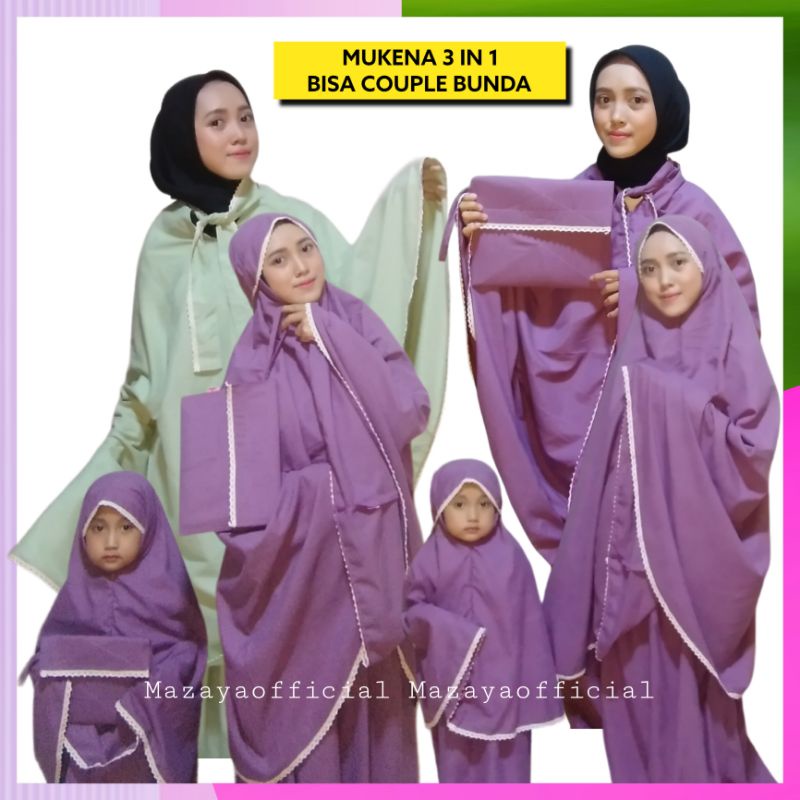 Mukena Anak katun Premium 3 in 1 Usia 2 tahun-3-4-5-6-7 dan dewasa Mukena Couple ibu dan anak Bahan 